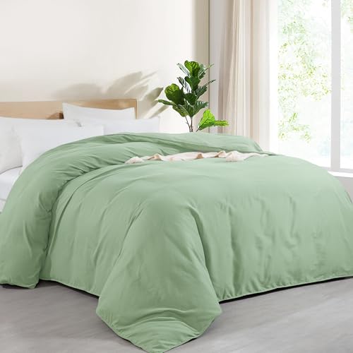 HOMBYS Oversized King Duvet Cover 120 x120 Inch, Ultra Soft Microfiber Sage Green Duvet Cover for All Season with Ziper Closure, 8 Coner Tabs (Sage Green, Oversized King)