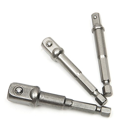 MALAYAS 3PCS Impact Socket Adapter/Extension Set Turns Power Drill Into High Speed Nut Driver. 1/4, 3/8, and 1/2 Drive