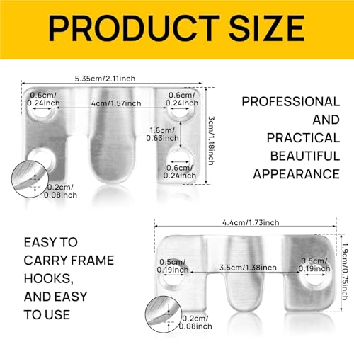 Image of Flush Mount Bracket 20 /30PCS Stainless Steel Hooks for Wall-Mounted Picture Frames, Mirrors, and Hanging Hardware(20 Small 10 Large)