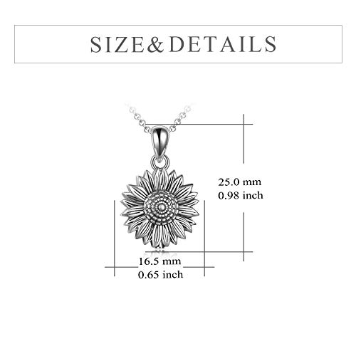 Sterling Silver Sunflower Urn Necklace for Ashes Rose Flower Cremation Jewelry for Ashes4
