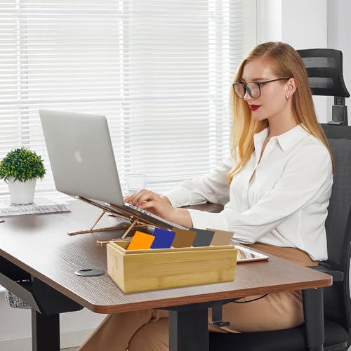 POPAPIE 1 Stück Lernkarteibox Holz,Karten Aufbewahrungsbox,Karteikartenbox,Karteikarten Holz mit Teilerplatinen und Deckel Karteibox,Index Cards Boxes für Büro Schulen und Heim (22 x 12.6 x 9 CM)