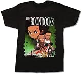 Loicwoo The-Boondocks Shirts Cotton T-Shirt Comfortable Crew Neck Short-Sleeve Tee L Black