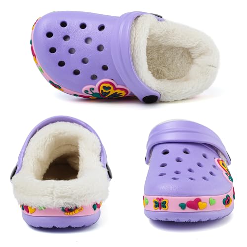 Image of Toddler Lined Clog Slippers Winter Garden Sandals Kids House Shoes Warm Slip On Sneakers Cartoon Slides for Boys and Girls Children Indoor Outdoor