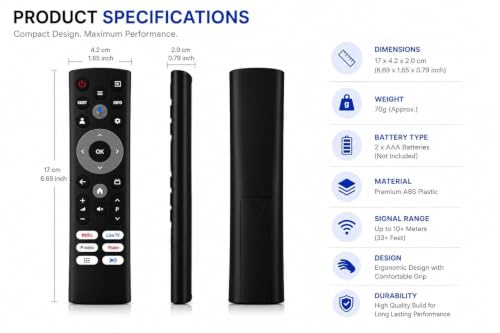 Image of BLACKSHEEP Replacement Remote Control Compatible with Croma Smart LED TV | Compatible with Voice Featutre Android & Smart TV Models | Dedicated Shortcut Keys | Long Range Signal - Pack of 1