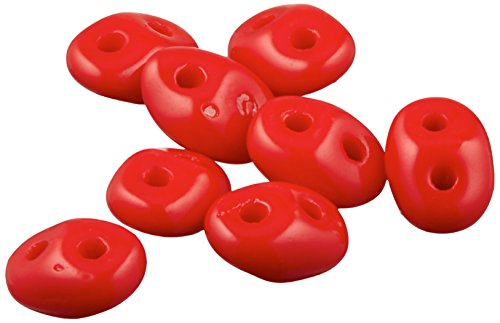 SuperDuos Czech Glass 2-Hole Seed Beads, 5.5 x 3.5mm/8g, Opaque Red