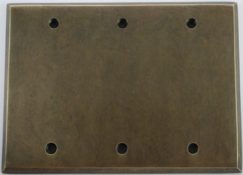 Aged Antique Brass 3 Gang Blank Plate
