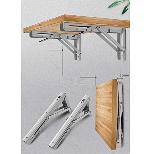 HJW Praktische opbergrek roestvrij staal lange handgreep driehoek beugel verstelbare wandplank opvouwbare steun plank geschikt voor boek plank keuken plank woonkamer display 2 stks 1Huiyang-01020,300 mm - Image 5