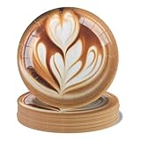 Pandecor Coffee Party 50 Pcs 7 inches Paper Plates,Coffee Birthday Party Supplies Latte Fun Theme Birthday Table Decorations
