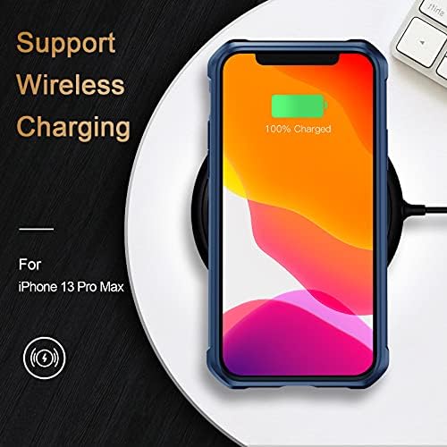 Tuerdan iPhone 13 Pro Max Case, [Military Grade Shockproof] [Hard PC Back] [Soft TPU Bumper Frame] Anti-Scratch, Fingerprint Resistant, Protective Phone Case for iPhone 13 Pro Max, 6.7 Inch, Blue