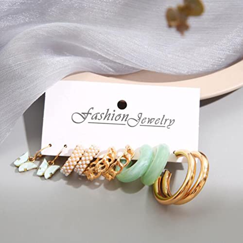 Acrylic Butterfly Earrings Pearl Earrings Transparent Earrings Metal Chain Earrings Set For Women Girls #TOP2