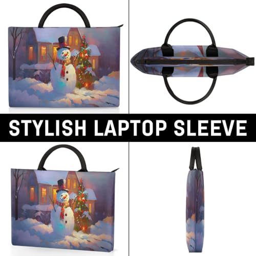 Snowy Cute Snowman Laptop Sleeve with Handle Waterproof Computer Carrying Case4