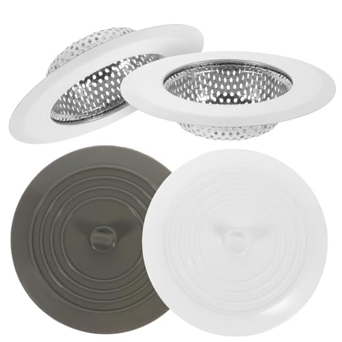 Yardenfun 2 Juegos Tapones de Drenaje para Bañera y Fregadero de Silicona Duradera Filtro Inoxidable Cubre Desagües para Cocina y Baño Fácil Instalación y Reutilizable
