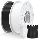 PINBALL PETG 3d Printer Filament 1.75mm High Precision Durable Moisture-Proof Strong Filament Mith Better Flow Dimensional Accuracy +/- 0.02mm Suitable for Most FDM 3D Printers 2 Kilograms Black，White