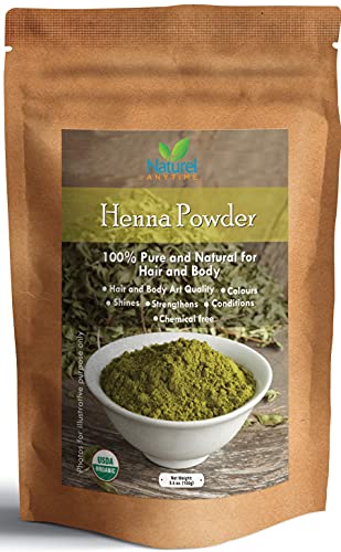 Naturel Anytime Organic Henna for Face & Body (100g) - 100% Pure Natural Chemical Free Hair Dye - PPD Free Certified Mehndi Henna Powder - Strengthening & Conditioning Herbal Hair Shine Powder