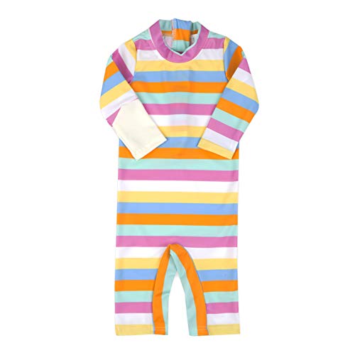 OCOI Baby Girl Swimsuit UV - Toddler Long Sleeve Rash Guard Bodysuit - One Piece Sunsuit - UPF 50+ Sun Protection Swimming Suit - from 6 Months to 2 Years