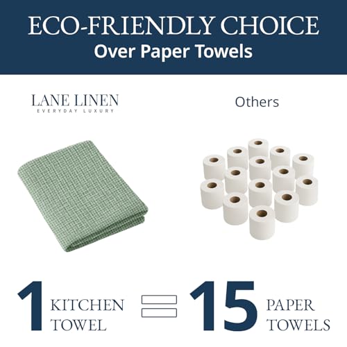 Image of LANE LINEN 100% Cotton Kitchen Towels for Cleaning 6PC - Olive
