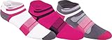 ASICS Women's Quick Lyte Cushion Single Tab Running Socks (3 Pack), Pink Glow, Medium