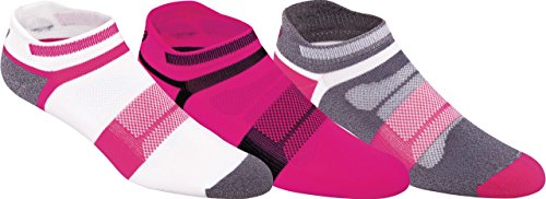 ASICS Women's Quick Lyte Cushion Single Tab Running Socks (3 Pack), Pink Glow, Medium