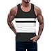 Uomini Estate A Righe Casual Beach Top Shirt Elegante Sport Senza Maniche Camicia Da Spiaggia Top Allentato Canotta Da Uomo Serbatoio Solido Sottile Bianco, Nero , M