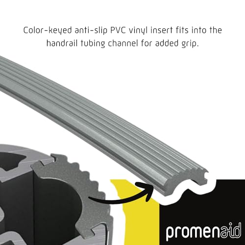 Promenaid 1.5 ft. Handrail Kit - Complete Indoor/Outdoor Hand Rail Kit for Steps – Champagne Anodized Aluminum with 2 Matte Nickel Wall Brackets and ADA Returns – 1.6” Round - Thumbnail 6