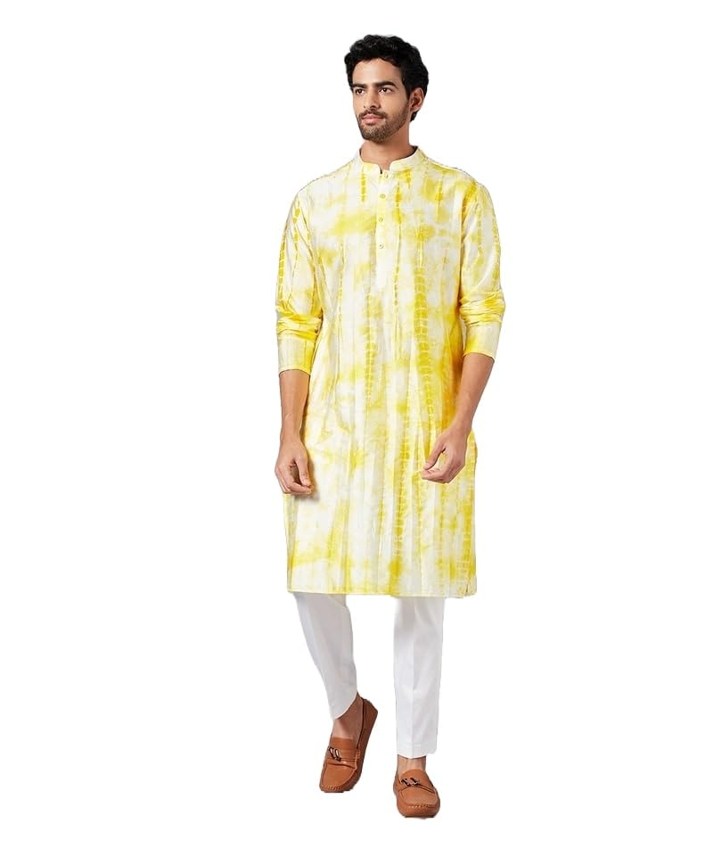 LookMark Men's Cotton Blend Regular Fit Casual Regular Printed Long Kurta Suitable for All Indian Wedding, Occasions, and Festivals