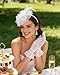 Bniksok White Tea Party Hats Lace Gloves Set for Women Veil Mesh Fascinators Hat for Tea Party Birthdays Halloween 1920s