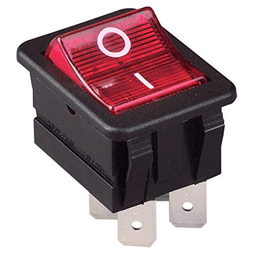 Arcolectric C1353VBNAB Rocker Switch High Inrush Lit Red DPST On-Off 250V AC 16A