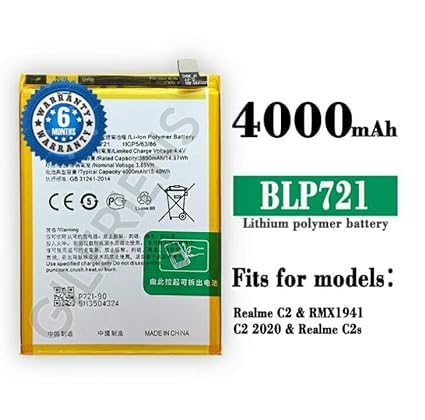Image of Original BLP721 Battery for Realme C2 / RMX1941 / C2 2020 / C2s Battery with 6 Month Warranty**** (B287)