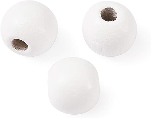Miniatura 4 de Craftdady Cuentas de madera natural de 0.551in teñidas blancas redondas espaciadoras de madera sueltas para hacer joyas, manualidades, alrededor de