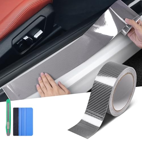 Image of Lypumso 6D High Gloss Carbon Fiber Vinyl Wrap Tape, Chrome Delete Tape for Cars Motorcycle Detailing DIY Car Door Edge Guard Decals Blackout Tape Roll (6D Grey, 2in x 30ft)