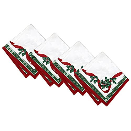 Elrene Home Fashions Villeroy Boch Toy S Delight Servilletas De Navidad, Servilletas De Cena Navideñas, 17 X 17 Pulgadas, Juego De 4
