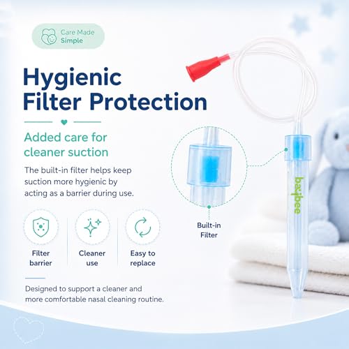 Image of Baybee Baby Nose Cleaner for New Born Babies Kids with 20+4 Replacement Hygiene Filters | 100% Safe Clean Infant Nasal Cleaner | Nasal Aspirator for New Born Baby Kids, Cold Relief Infants Snotsucker (Nasal Aspirator)