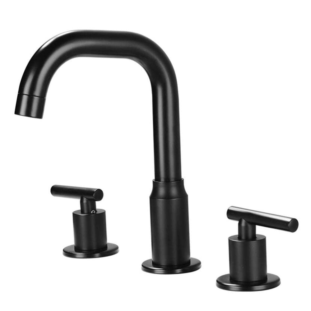 Robinet de lavabo rotatif noir pour évier 3 trous de salle de bain