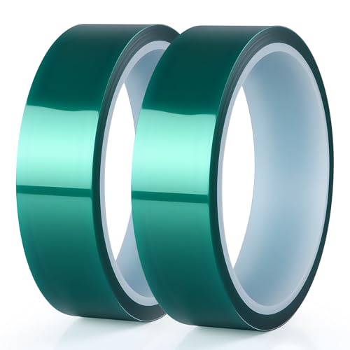 Gdrtwwh 2 rollos de cinta de poliéster de alta temperatura, cinta PET con adhesivo de silicona, ideal para pintura, recubrimiento en polvo, anodización, placas de circuito, impresora 3D (25mm x 25 m)