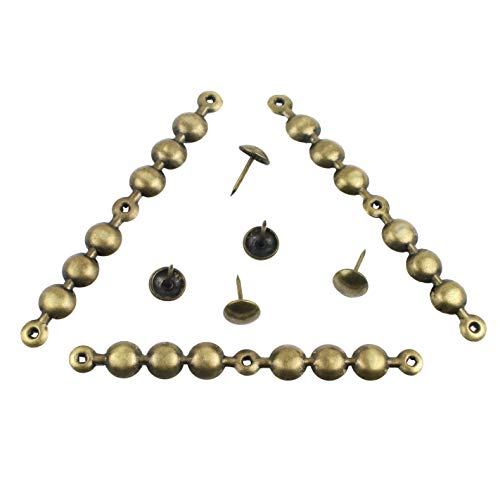 decotacks® Antique Brass Upholstery Nails/Tacks Trim 4in Long Strips, 7/16in Head Diameter, Covers 6,5 Yards DX0511AB-S6M