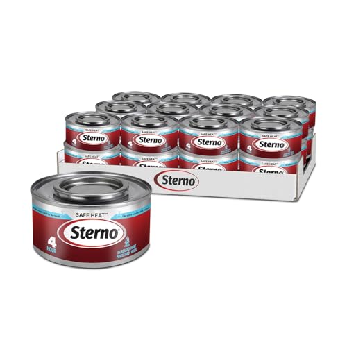 Sterno Fuel Cans - 4-Hour Burn, (12-Pack) Chafing Dish Fuel Can Burners for Food Warmer, Resealable Chafer Fuel Canned Heat, Safe Heat