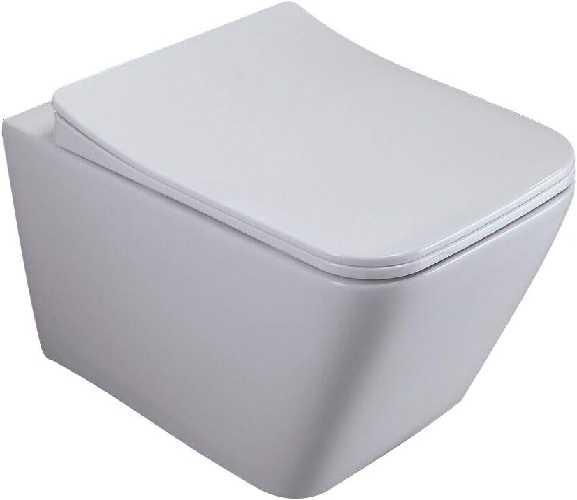 Homary Wall Hung Toilet Bathroom Elongated Toilet Bowl Wall Mount Toilet with In-Wall Tank and Carrier System in White 1.1/1.6 GPF Dual Flush Toilet, Ceramic… (Bowl)