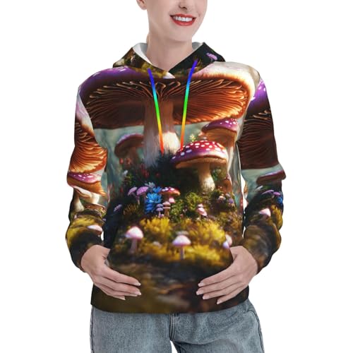 Sweat à capuche imprimé champignon EdWal pour femme avec poche