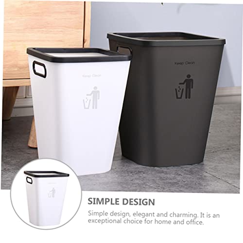 Caneca de basura rectangular de plástico blanco miniatura 3