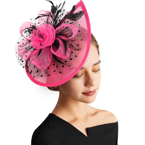 Image of DRESHOW Women Fascinator Hats Tea Party Hat Vintage Pillbox Hat Headband for Cocktail