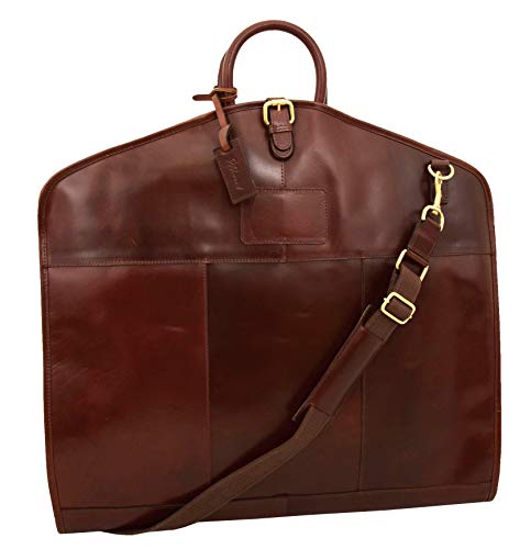 Sac de transport de costume en cuir de luxe Brandy d'exception