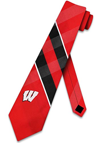 Eagles Wings Wisconsin Badgers Grid Neck Tie with College Sports Team Logo