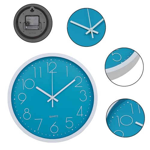 Image of Kuber Industries Wall Clock | Fancy Watch Wall Clocks | Office Wall Clock | Clock for Living Room | Clock for Bedroom | Clock for Hall | Machinery-Quartz | 12 Inch | 2019-Sky Blue