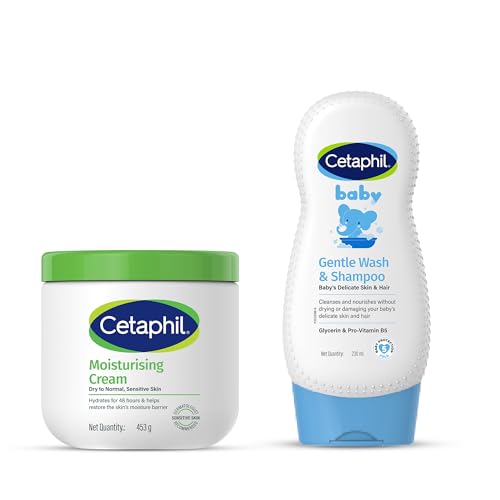 Image of Cetaphil Moisturising Cream 453g & Cetaphil Baby Shampoo and Wash 230ml Combo