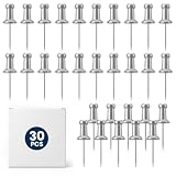 Lanjiesh 30 Pack Aluminum Push Pins, Silver Metal Thumb Tacks, Rustproof Silver Finish, 5/8" Steel Pins, Ideal for Cork Boards, Maps, Photos, Office & Classroom Use.