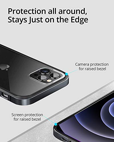 Image of RAEGR Phone Case | Anodized Aluminum Bumper | Supports Magnetic Wireless Charging | Edge Armor Protective Minimal Case Compatible with iPhone 12 Pro Max 5G (6.7-inch) (2020) - Black RG10185
