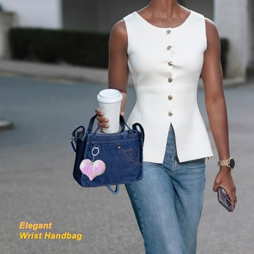 Image of SoonerCozer Crossbody Denim Purse Fashion Small Hobo Bag Stylish Handbag Tote Bag for Women