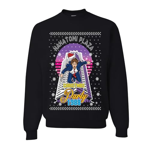 wild custom apparel Nakatomi Plaza Christmas Party 1988 RED LOGO Ugly Christmas Sweater Crewneck Sweatshirt