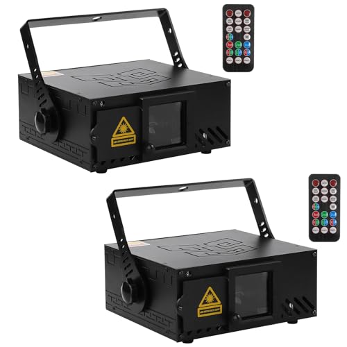 U`King Party Lights RGB Stage Lighting Beam Animation 3D Laser Lights Patterns with DMX512 Sound Activated Remote Control for Festival Bar Nightclub Wedding Live Show Church(2PCS)