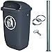 Produktbild BRB Abfall-Behälter für den Außenbereich, Inhalt 50 Liter, nach DIN 30713, im Komplettset mit verzinktem Rohrpfosten